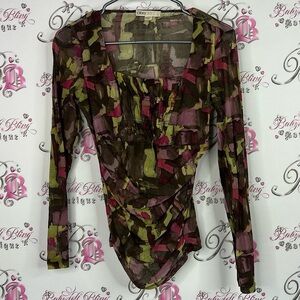 Cleo splatter top long sleeves stretchy Multicolor Camouflage shirt